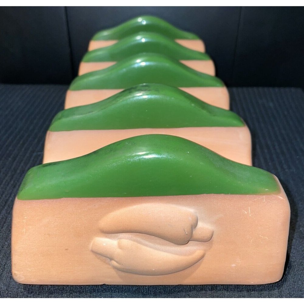 Glazed Ceramic Pottery Clay Southwestern Chili Pepper Accented 4 Ct Taco Holder
